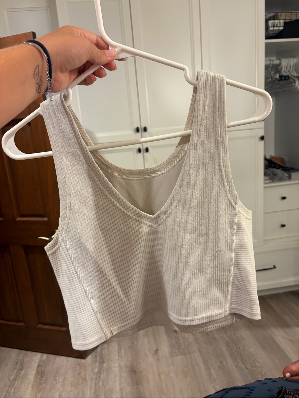 lululemon athletica Ribbed V-Neck Cropped Tank - Ivory